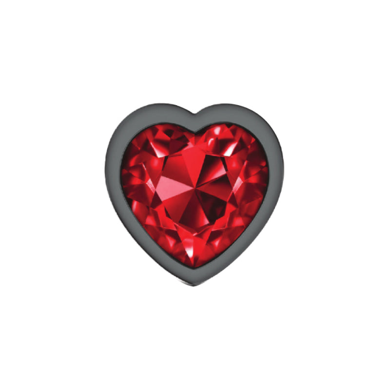 Cheeky Charms - Gunmetal Metal Butt Plug - Heart - Dark Red - Large