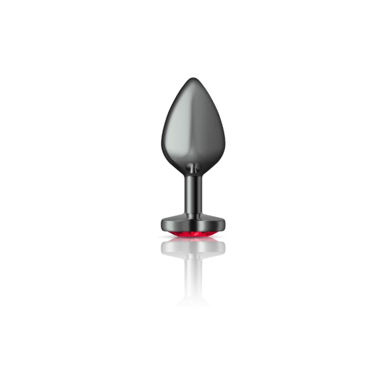 Cheeky Charms - Gunmetal Metal Butt Plug - Heart - Dark Red - Medium - Anal Toys & Stimulators