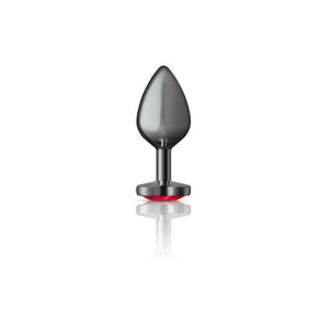 Cheeky Charms - Gunmetal Metal Butt Plug - Heart - Dark Red - Medium - MyPleasure