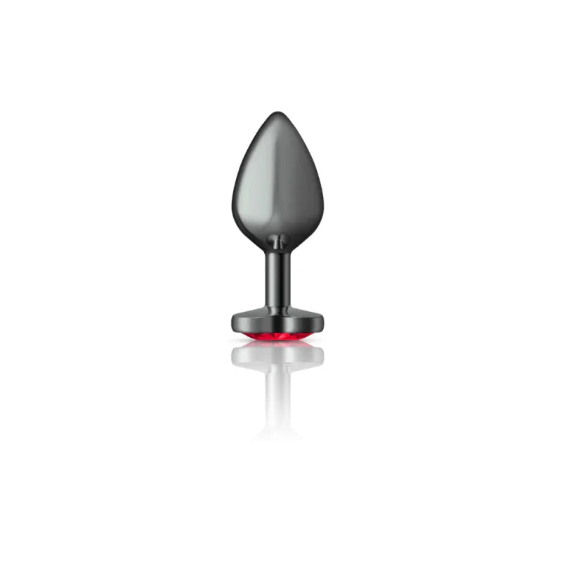 Cheeky Charms - Gunmetal Metal Butt Plug - Heart - Dark Red - Medium - MyPleasure