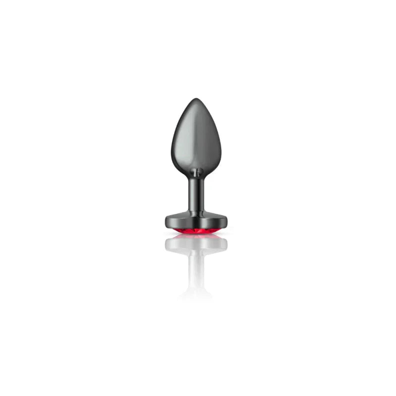 Cheeky Charms - Gunmetal Metal Butt Plug - Heart - Dark Red - Small - MyPleasure