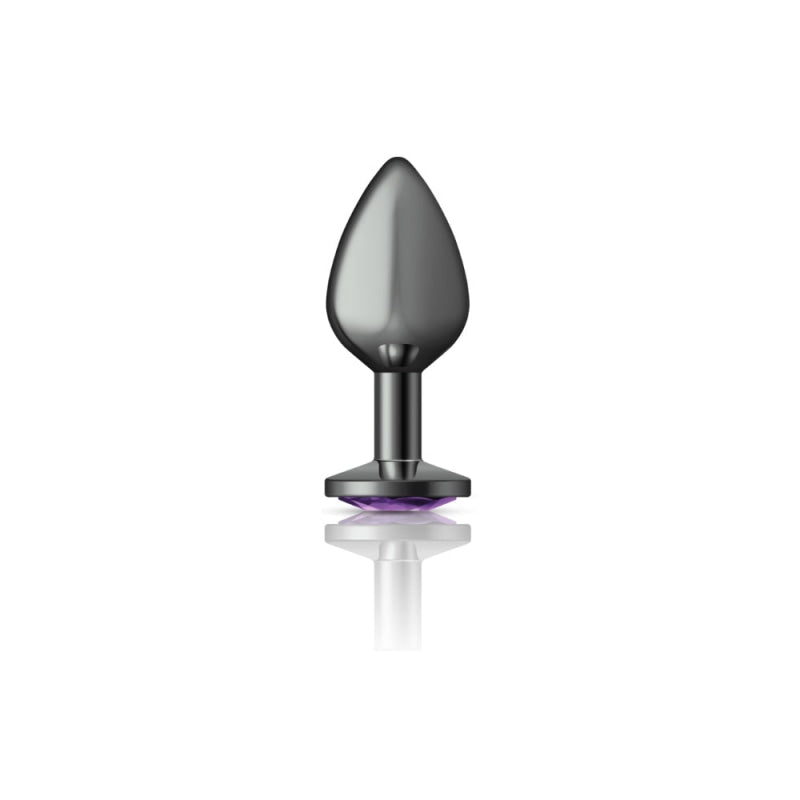 Cheeky Charms - Gunmetal Metal Butt Plug - Round - Deep Purple - Medium - Anal Toys & Stimulators