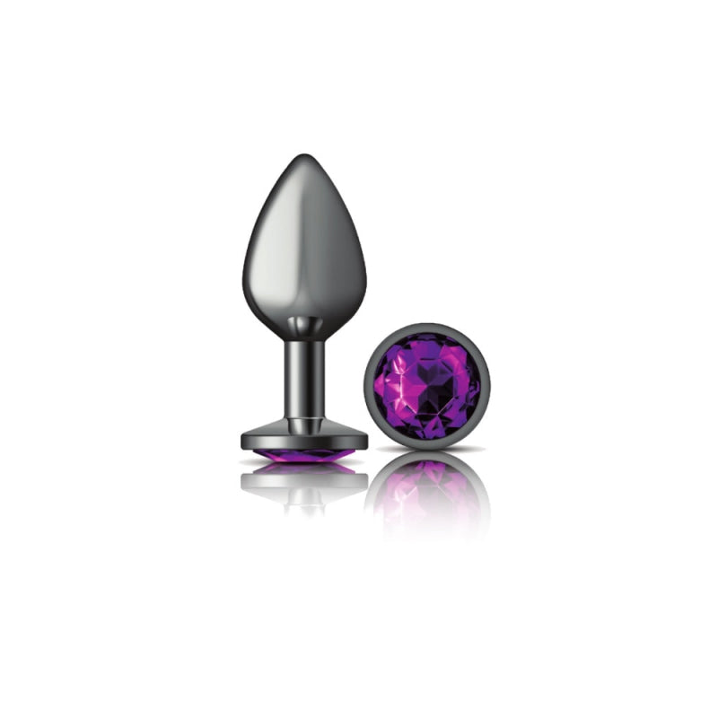 Cheeky Charms - Gunmetal Metal Butt Plug - Round - Deep Purple - Medium - Anal Toys & Stimulators