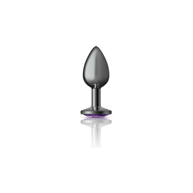 Cheeky Charms - Gunmetal Metal Butt Plug - Round - Deep Purple - Small - Anal Toys & Stimulators