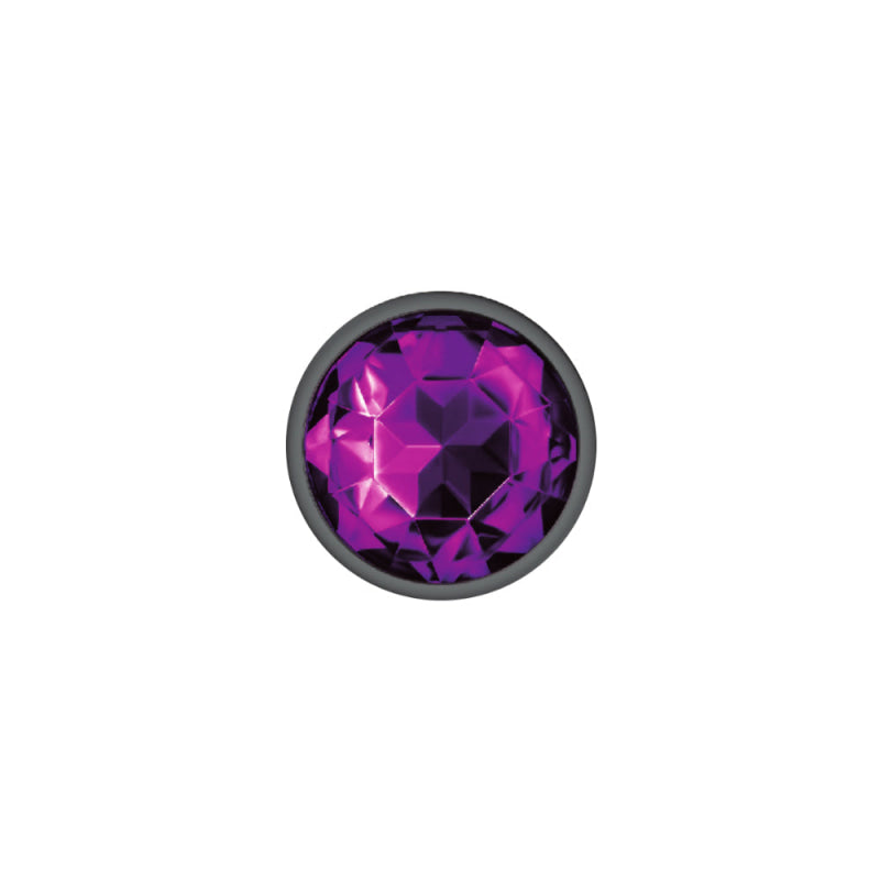 Cheeky Charms - Gunmetal Metal Butt Plug - Round - Deep Purple - Small