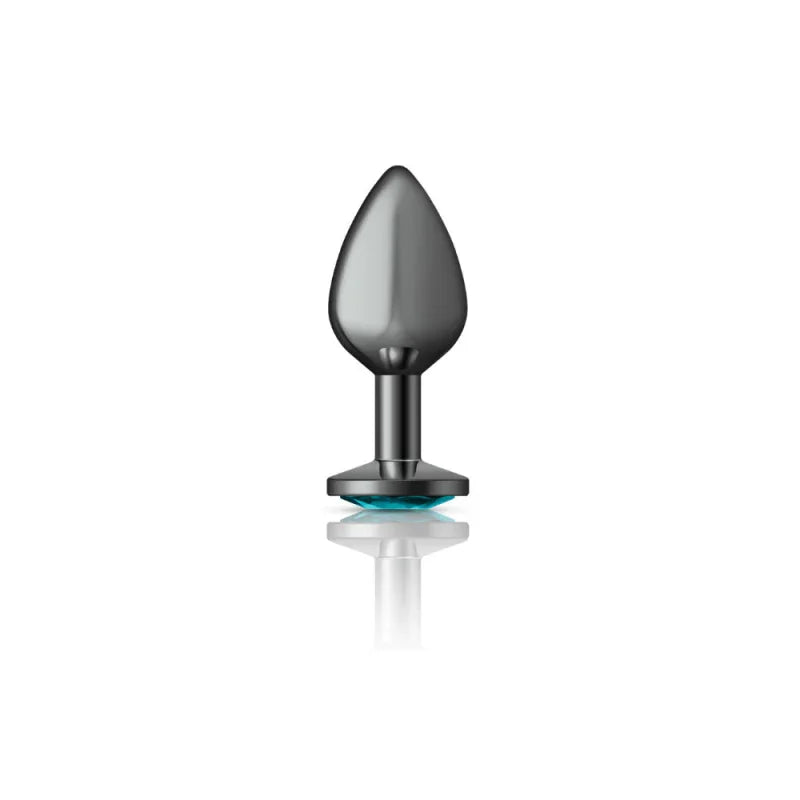 Cheeky Charms - Gunmetal Metal Butt Plug - Round - Teal - Medium - MyPleasure