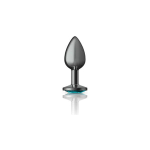 Cheeky Charms - Gunmetal Metal Butt Plug - Round - Teal - Small - MyPleasure