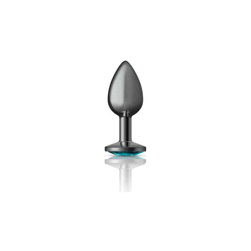 Cheeky Charms - Gunmetal Metal Butt Plug - Round - Teal - Small - MyPleasure