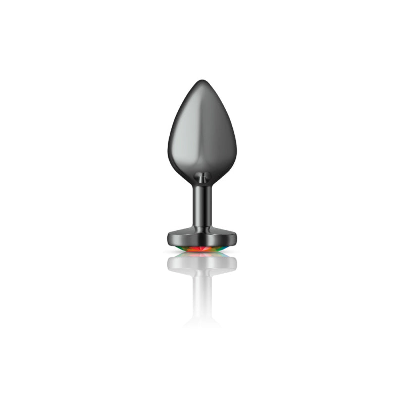 Cheeky Charms - Gunmetal Metal Buttplug - Heart - Rainbow - Medium