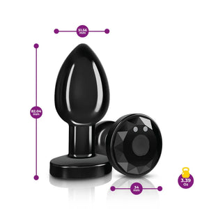 Cheeky Charms - Rechargeable Vibrating Metal Butt Plug With Remote Control - Gunmetal - Medium - Preorder Only