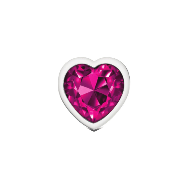 Cheeky Charms - Silver Metal Butt Plug - Heart - Bright Pink - Medium