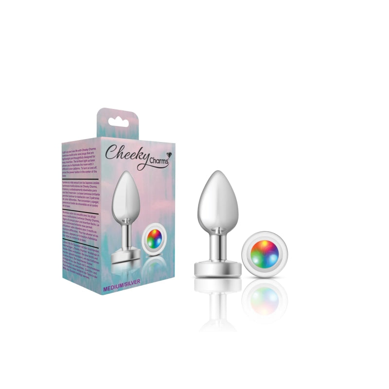 Cheeky Charms - Silver Metal Butt Plug - Light Up - Medium - Anal Toys & Stimulators