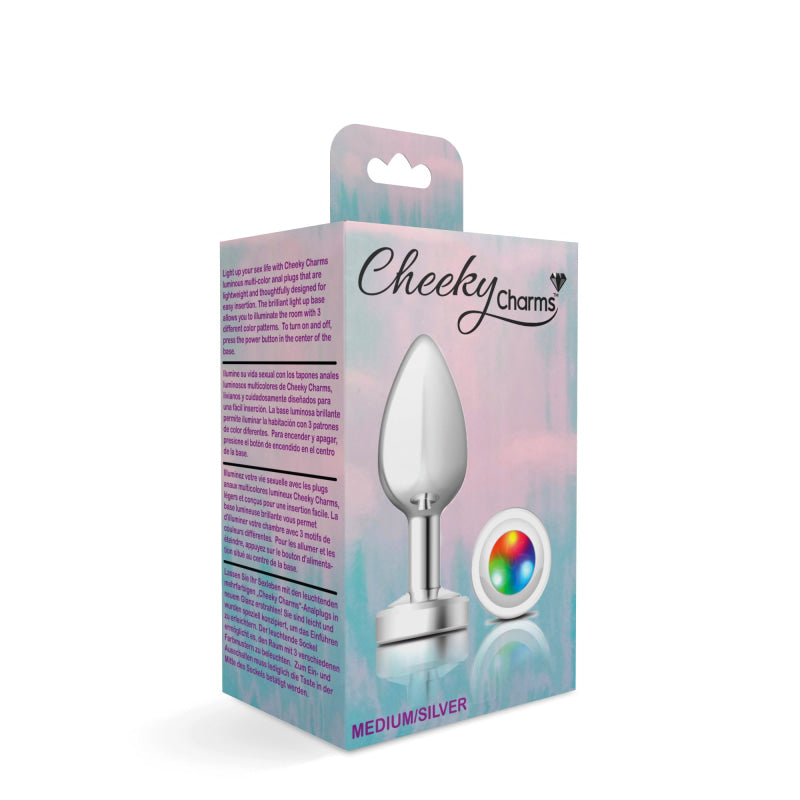 Cheeky Charms - Silver Metal Butt Plug - Light Up - Medium