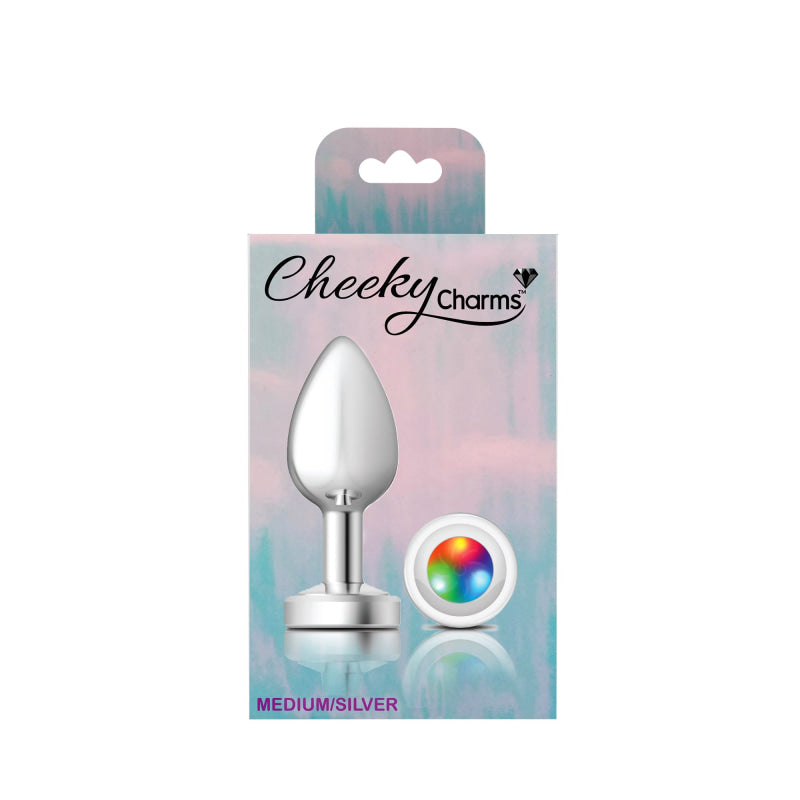 Cheeky Charms - Silver Metal Butt Plug - Light Up - Medium