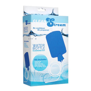Clean Stream water bottle cleansing kit packaging with blue water bag and tubing