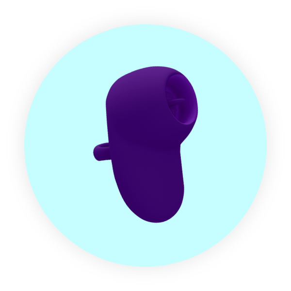 Purple vibrator on a light blue circle with a white background