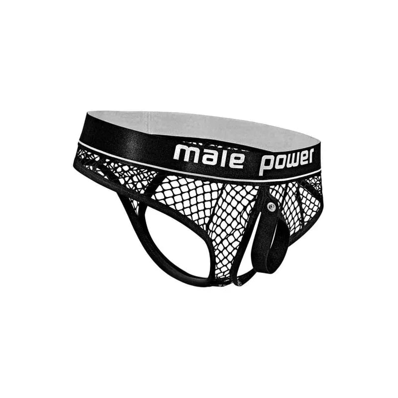 Cock Pit Net Cock Ring Thong - S/ M - Black - MyPleasure