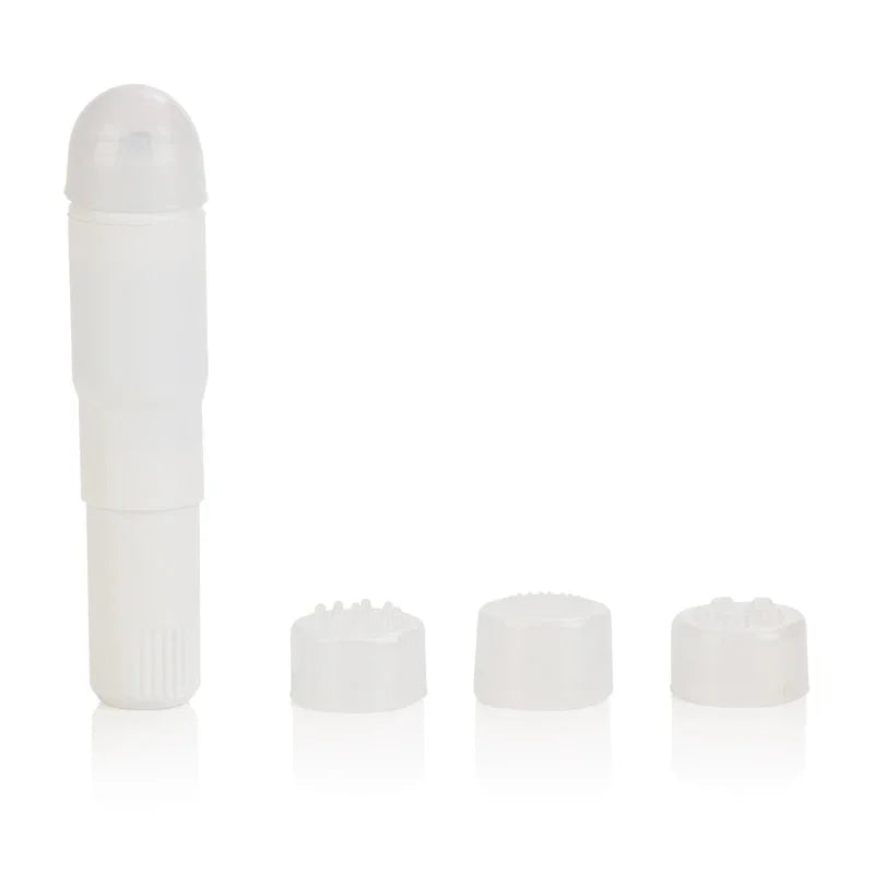 Compact Waterproof Personal Travel Massager With 4 Tips - White - MyPleasure