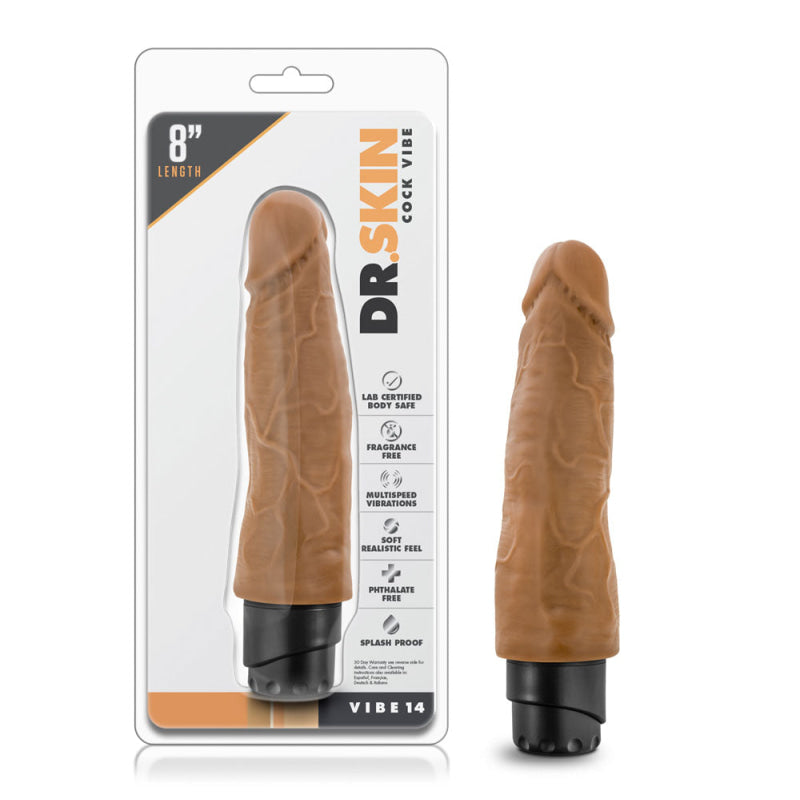 Dr. Skin - Cock Vibe 14 - 8 Inch Vibrating Cock - Mocha