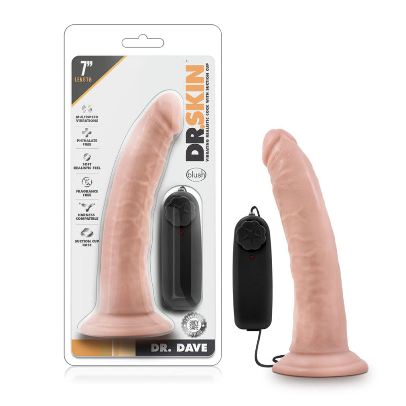 Dr. Skin - Dr. Dave - 7 Inch Vibrating Cock With  Suction Cup - Vanilla Ea