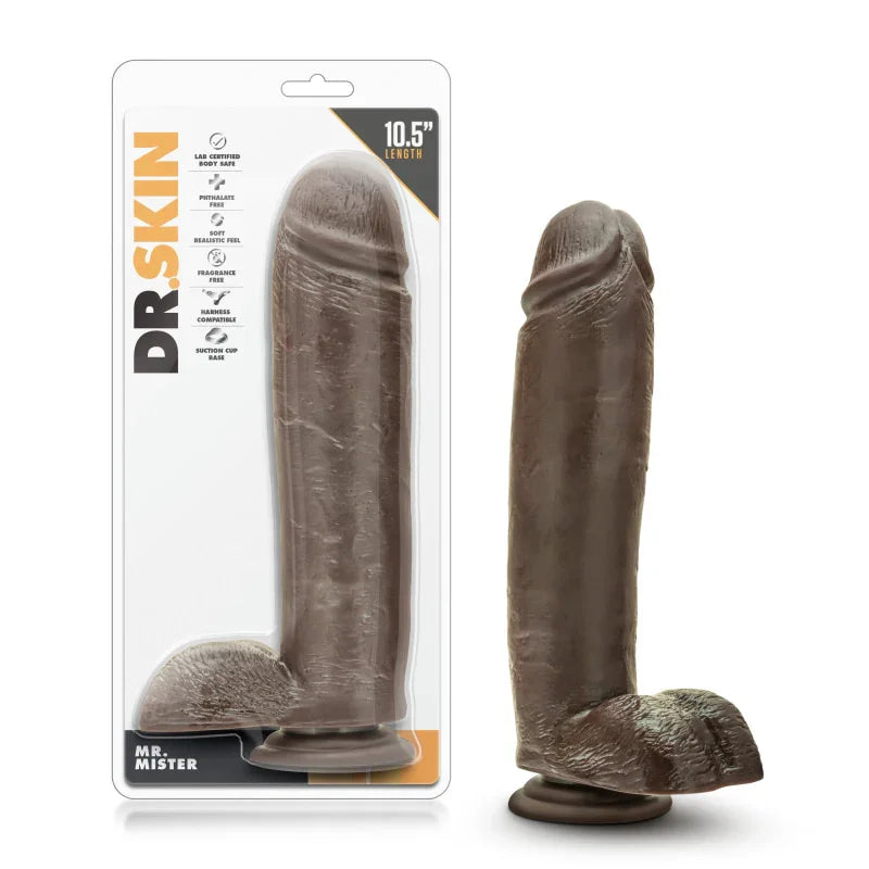 Dr. Skin - Mr. Mister 10.5" Dildo With Suction Cup - Chocolate
