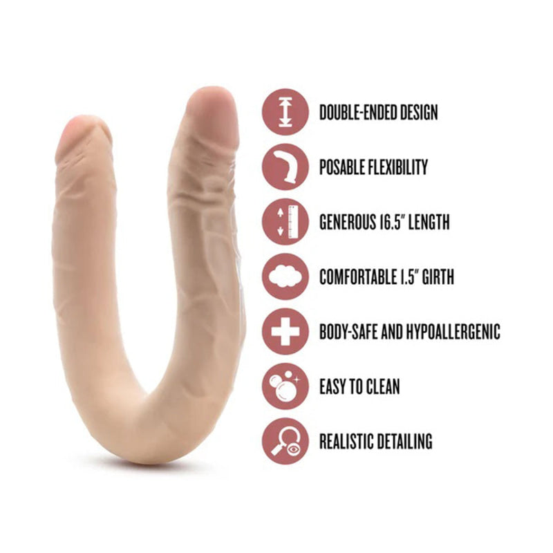 Dr. Skin Plus - 16.5  Posable Double Dong - Beige