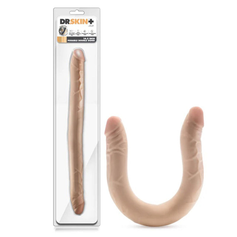 Dr. Skin Plus - 16.5  Posable Double Dong - Beige