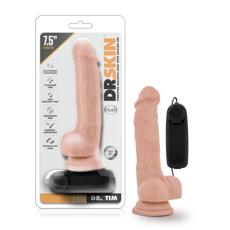 Dr. Skin - Dr. Tim - 7.5 Inch Vibrating Cock With  Suction Cup - Vanilla