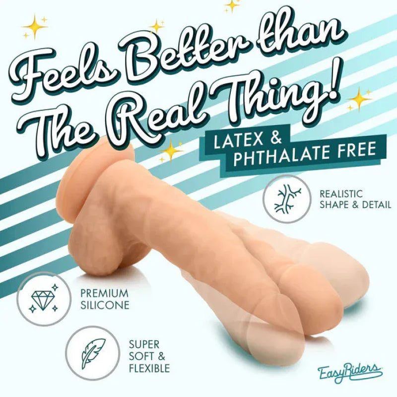 Easy Riders 7" Silicone Dildo With Balls - Light