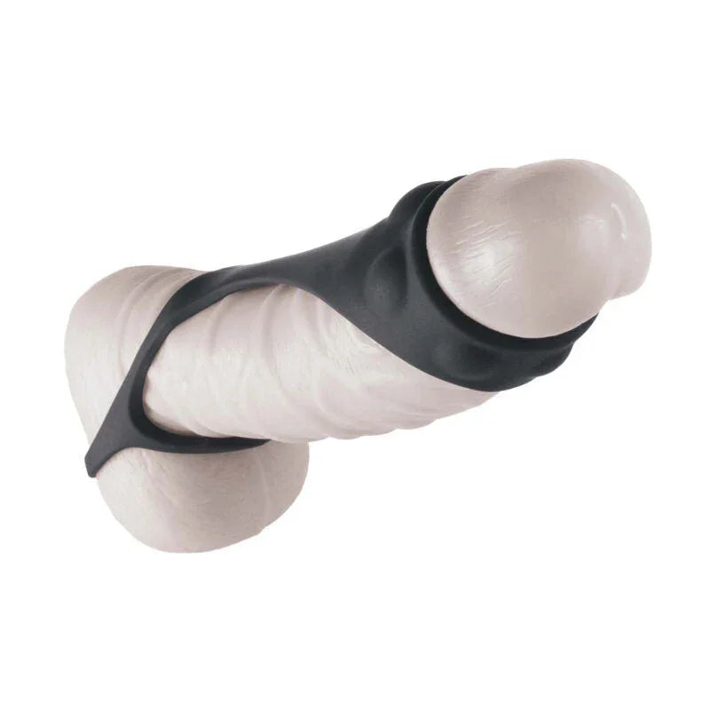 Enhancer Textured Cock Strap and Ball Stretcher - Black