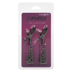Euphoria Collection Chain Nipple Clamps - Black - MyPleasure
