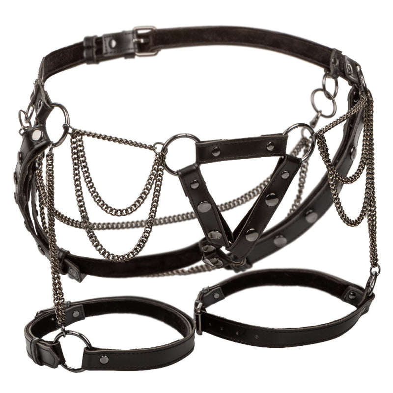 Euphoria Collection Plus Size Thigh Harness With  Chains - Black