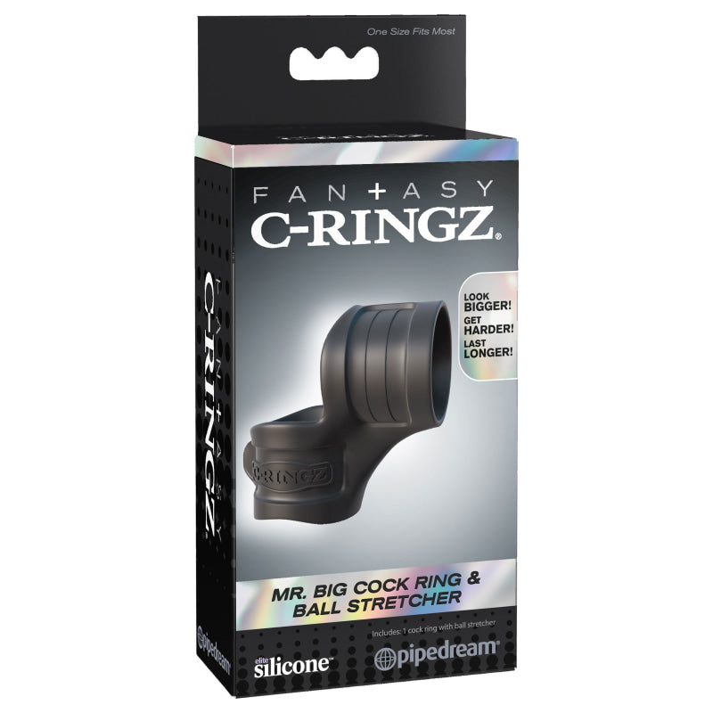 Fantasy C-Ring Mr Big Cock Ring and Ball Stretcher - Black