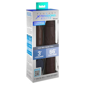 Fantasy X-Tensions Elite 9 Inch Sleeve Vibrating 3 Inch Plug With Remote - Brown