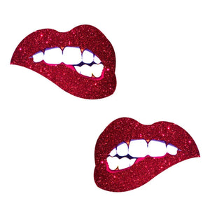 Freaking Awesome Red Glitter Bite Me Nipztix Pasties - MyPleasure
