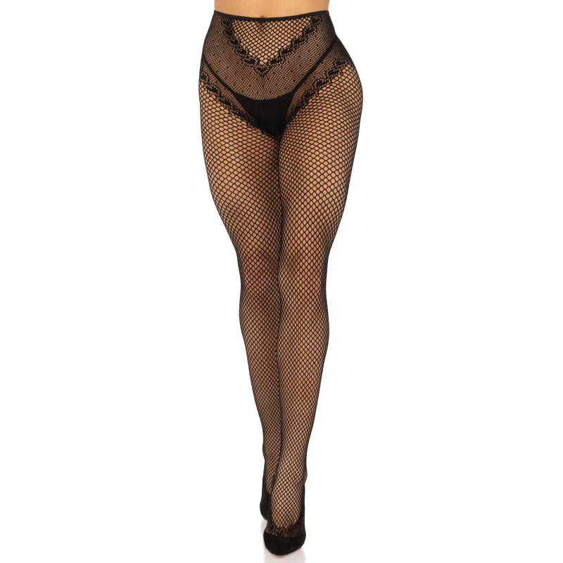 French Cut Crotchless Fishnet - One Size - Black - MyPleasure