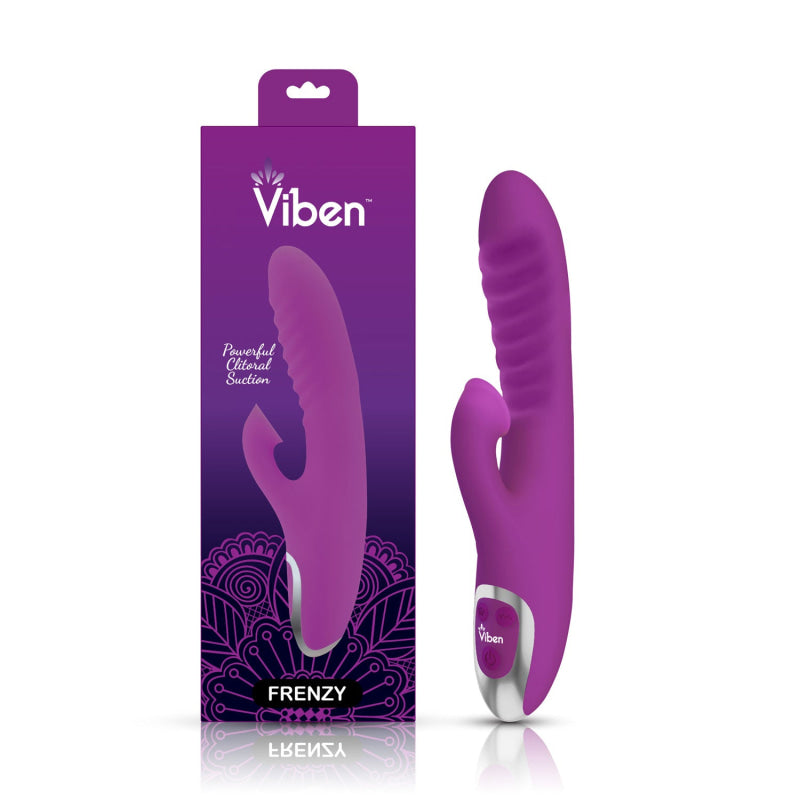 Frenzy - Rabbit Vibe With Clitoral Suction - Berry