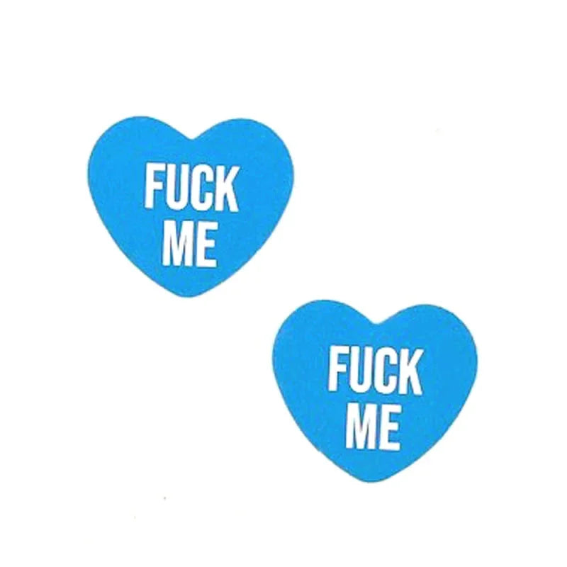 Fuck Me Blue Candy Heart Pasties - MyPleasure