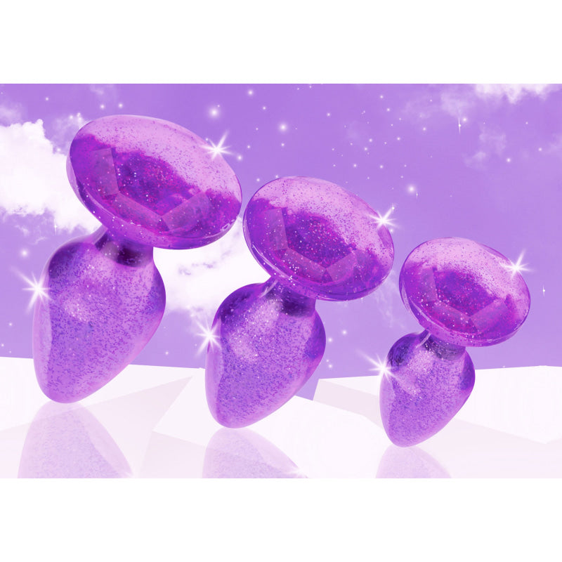 Glitter Gem Anal Plug Set - Purple