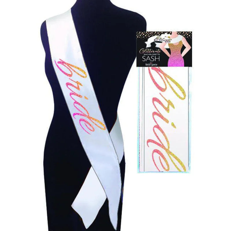 Glitterati Bride Sash - White - MyPleasure