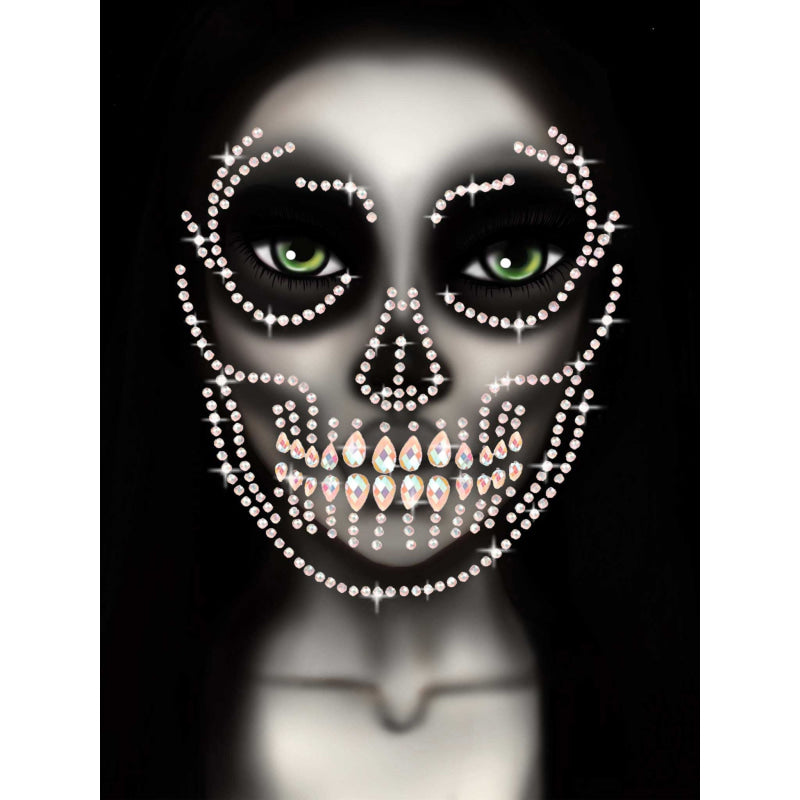 Glow in the Dark Skull Face Jewels Sticker