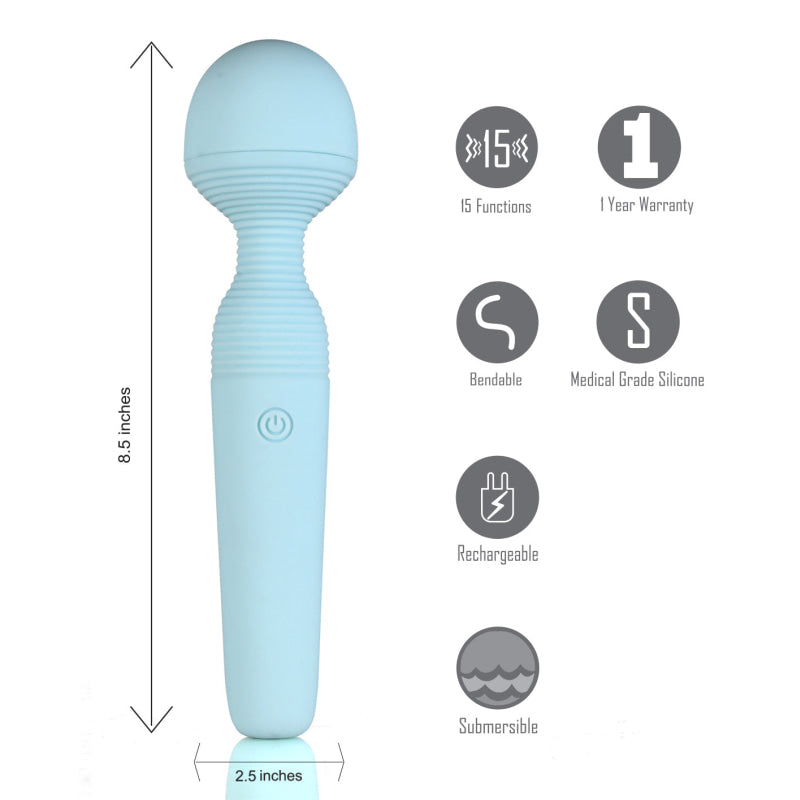 Grace Bendable Vibrating Pleasure Wand - Blue