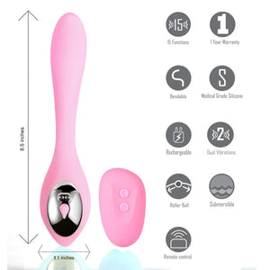 Harmonie Rechargeable Remote Silicone Bendable Vibrator - Pink - MyPleasure