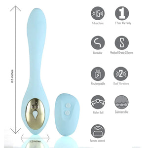 Harmonie Rechargeable Remote Silicone Bendable Vibrator - Teal