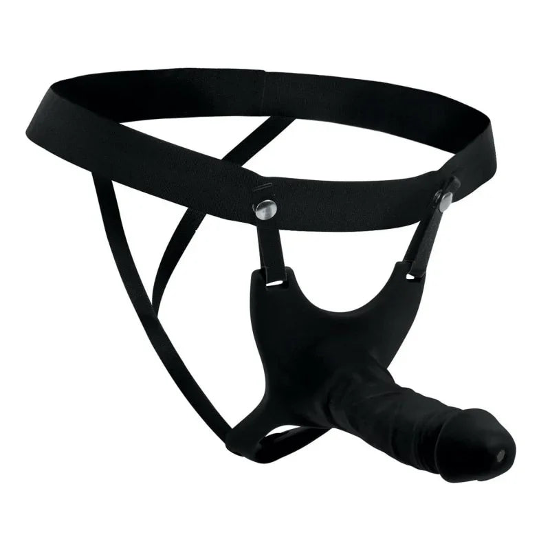 Hollow Silicone Dildo Strap-on - Black