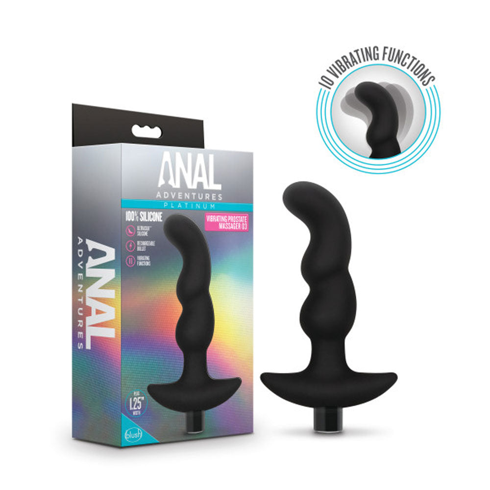 Anal Adventures - Platinum - Silicone Vibrating  Prostate Massager 03 - Black