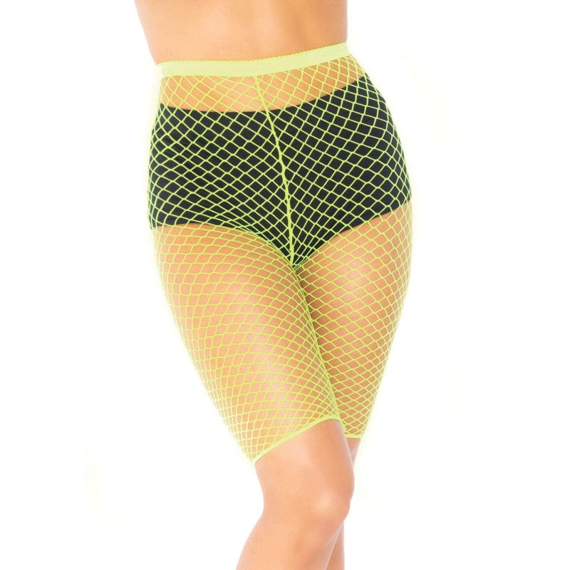 Industrial Fishnet Biker Shorts - One Size - Neon Yellow