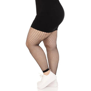Industrial Net Footless Tights - 1x/2x - Black - MyPleasure