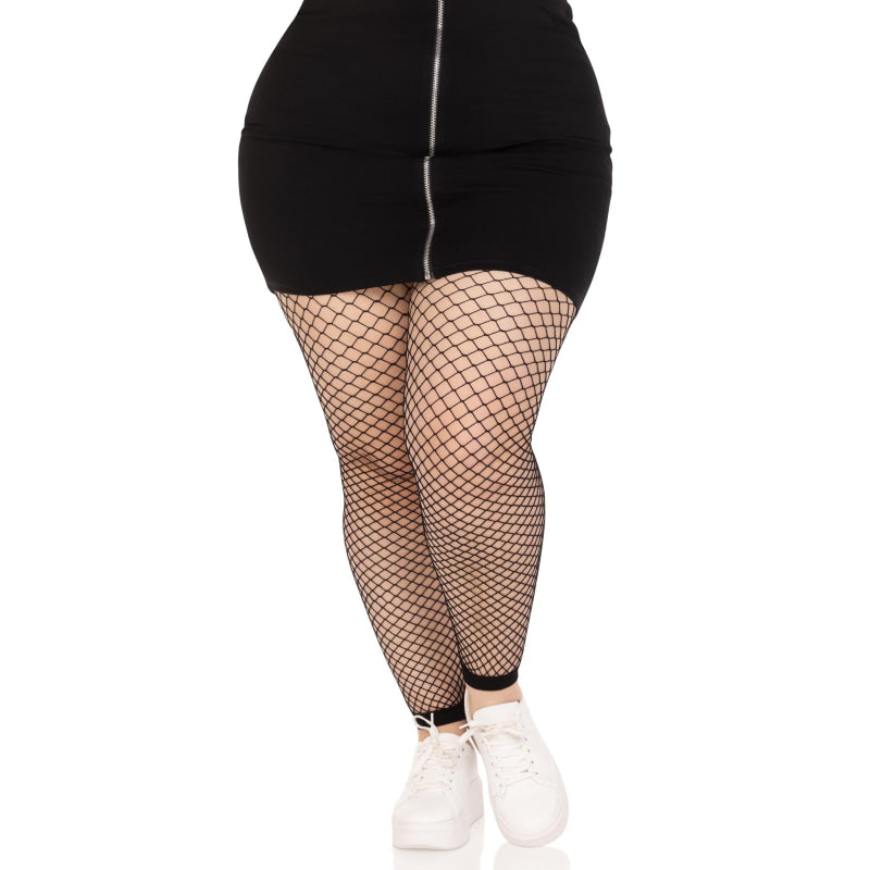 Industrial Net Footless Tights - 1x/2x - Black