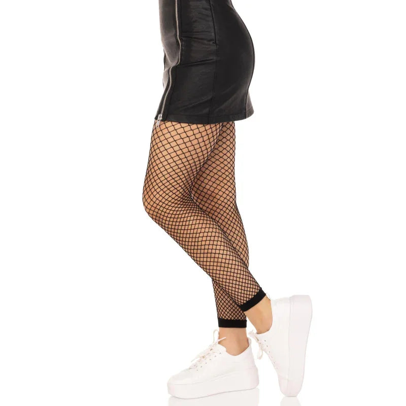 Industrial Net Footless Tights - One Size - Black - MyPleasure
